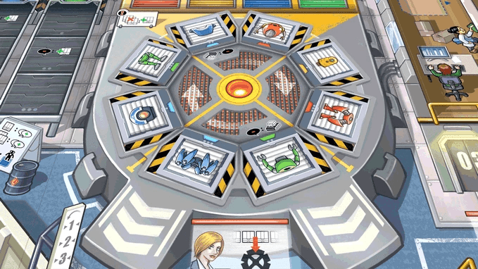 The central parts wheel which determines which parts are available to each player, and which they need to spin to access the parts they want.