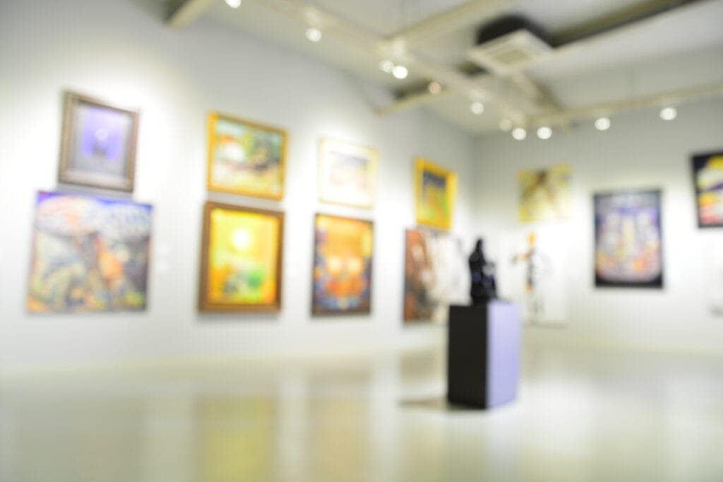blurred image of an art gallery